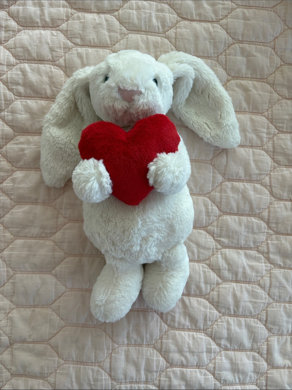 Jellycat Bashful Red Love Heart Bunny Cream‎ Bunny Plush Holding Red Heart